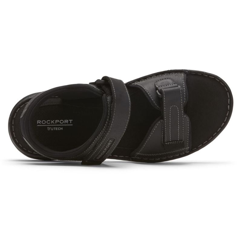 ROCKPORTSandália Masculina Darwin com Tiras Curtas - Couro Preto 2