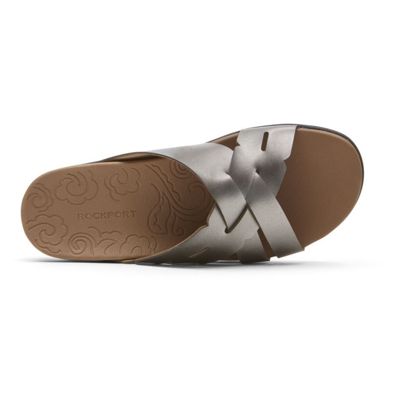 ROCKPORT RIDGE WOVEN FEMININOSLIDE-PEWTER