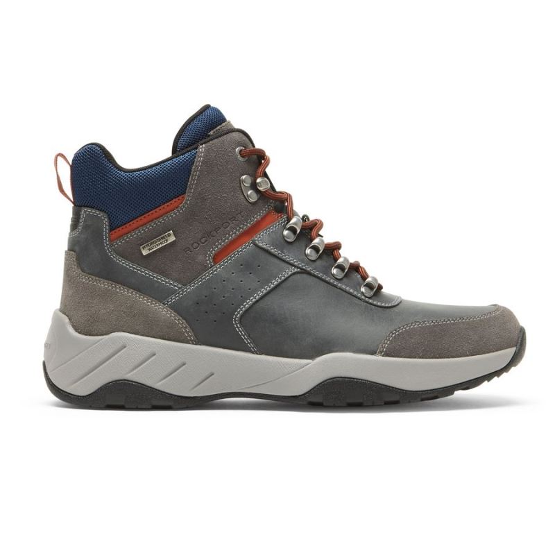 BOTA MASCULINA ROCKPORT XCS SPRUCE PEAK TREKKER - IMPERMEÁVEL - CINZA AÇO