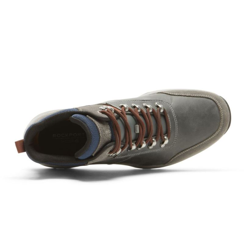 BOTA MASCULINA ROCKPORT XCS SPRUCE PEAK TREKKER - IMPERMEÁVEL - CINZA AÇO