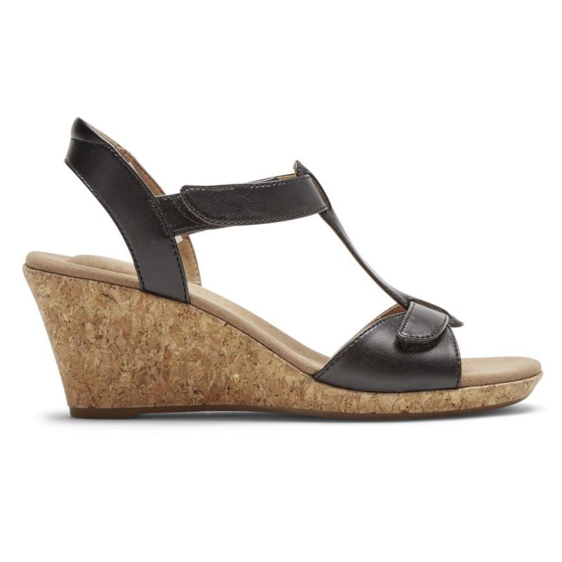 SANDÁLIA ROCKPORT FEMININA BLANCA COM TIRAS EM T-PRETO