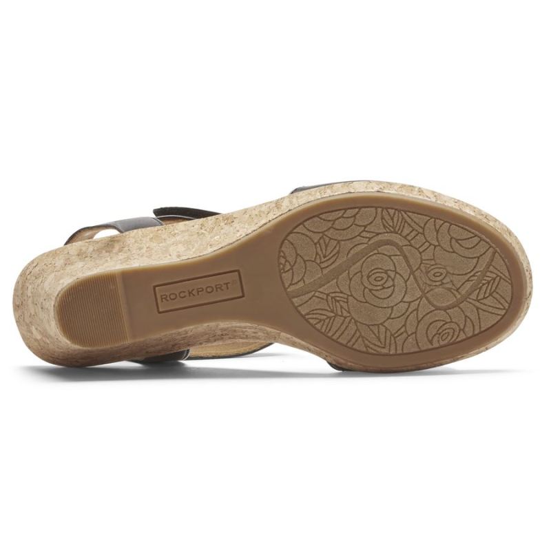 SANDÁLIA ROCKPORT FEMININA BLANCA COM TIRAS EM T-PRETO