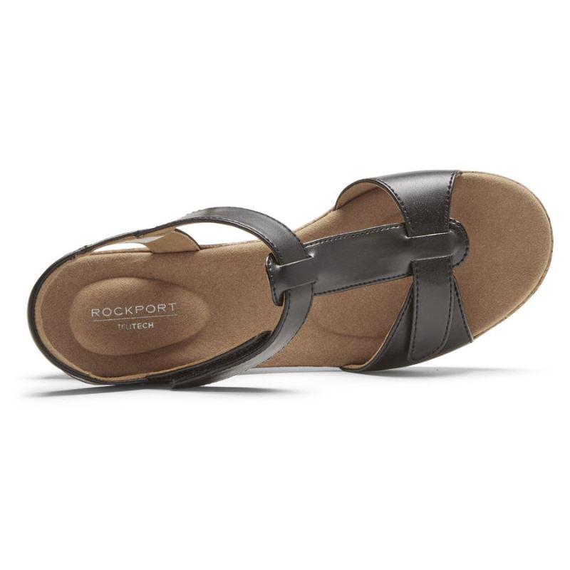 SANDÁLIA ROCKPORT FEMININA BLANCA COM TIRAS EM T-PRETO