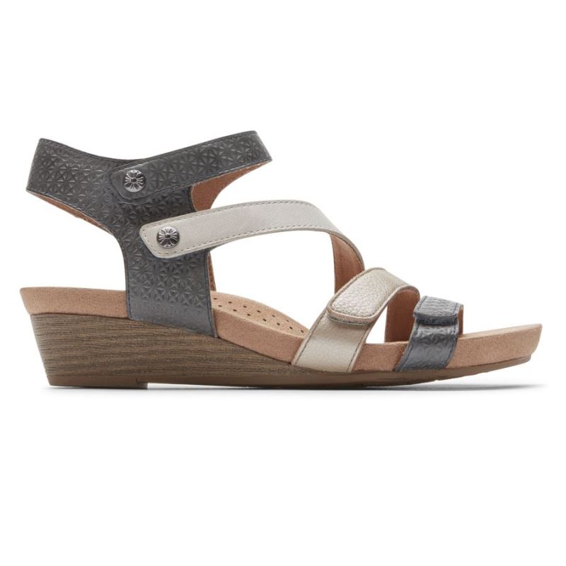 SANDÁLIA ROCKPORT COBB HILL HOLLYWOOD FEMININA COM 4 TIRAS - MARINHO MULTI