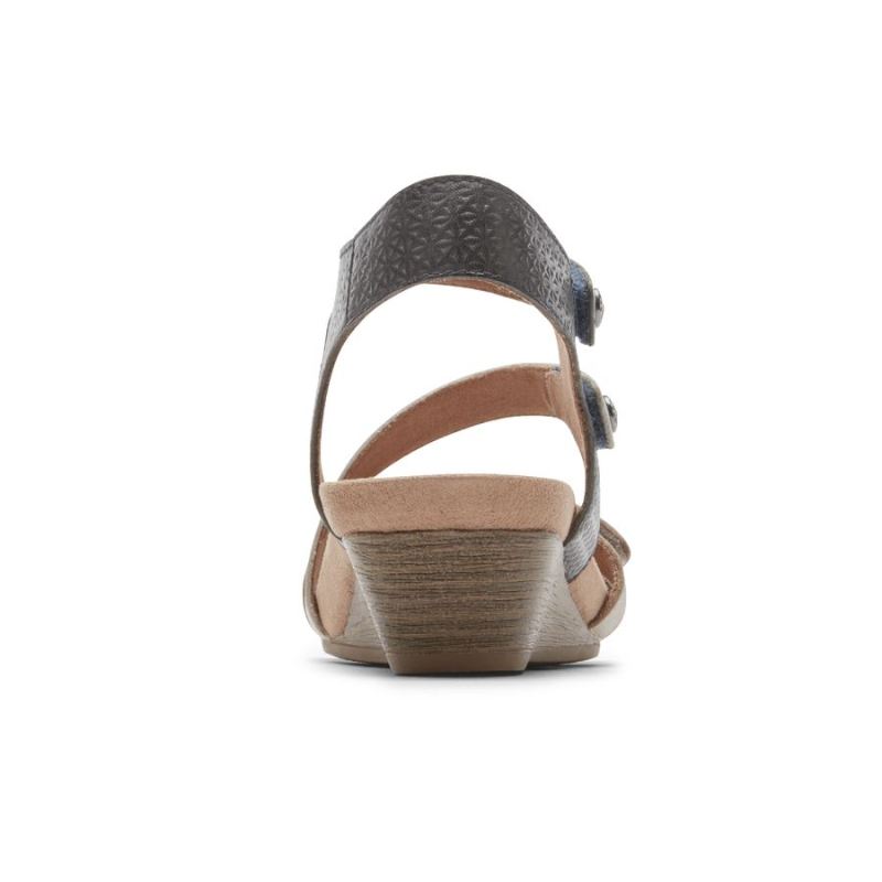 SANDÁLIA ROCKPORT COBB HILL HOLLYWOOD FEMININA COM 4 TIRAS - MARINHO MULTI