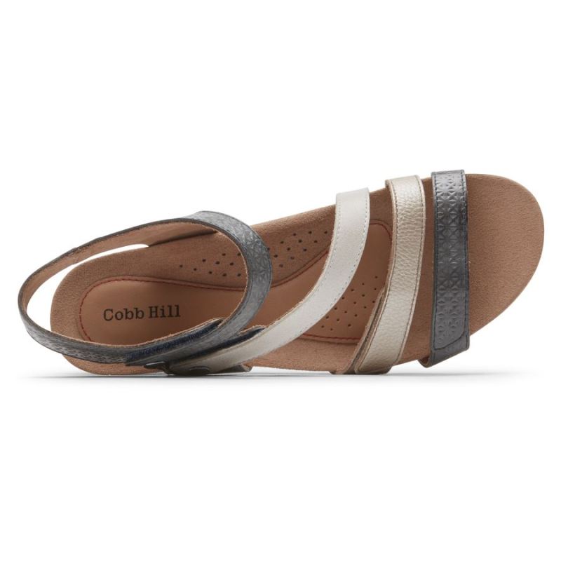 SANDÁLIA ROCKPORT COBB HILL HOLLYWOOD FEMININA COM 4 TIRAS - MARINHO MULTI
