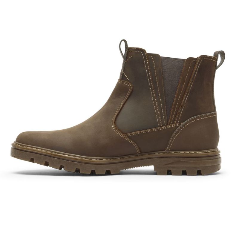 BOTA MASCULINA ROCKPORT WEATHER OR NOT CHELSEA - IMPERMEÁVEL - COURO NOVO BEGE/CAMURÇA