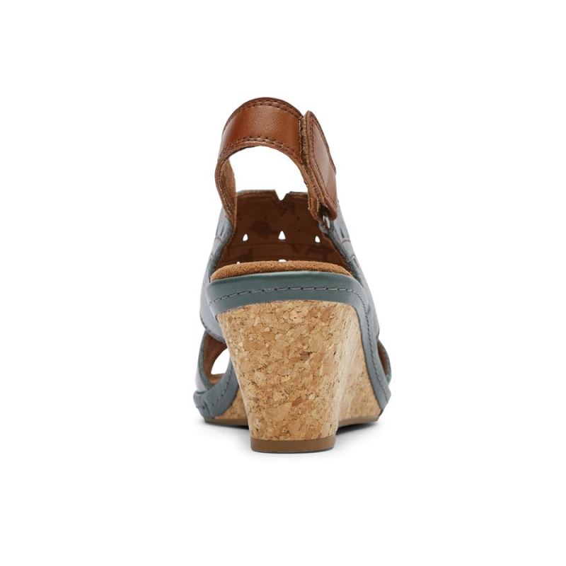 SANDÁLIA ROCKPORT FEMININA COBB HILL JANNASLINGBACK PERFURADO - AZUL-AZUL