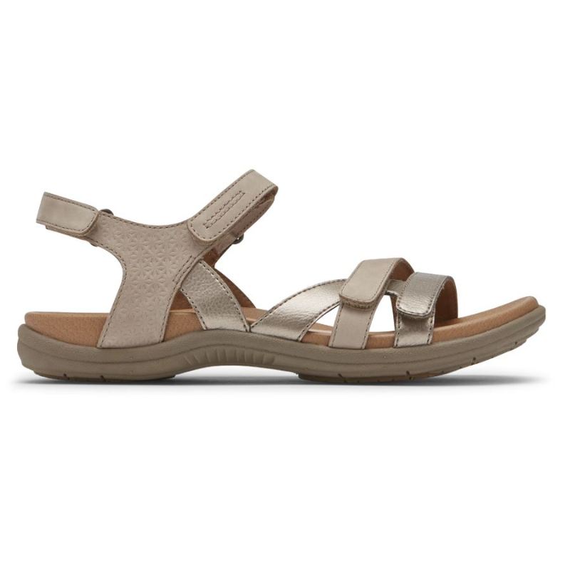 SANDÁLIA Feminino ROCKPORT COBB HILL RUBEY COM 3 TIRAS - TAUPE