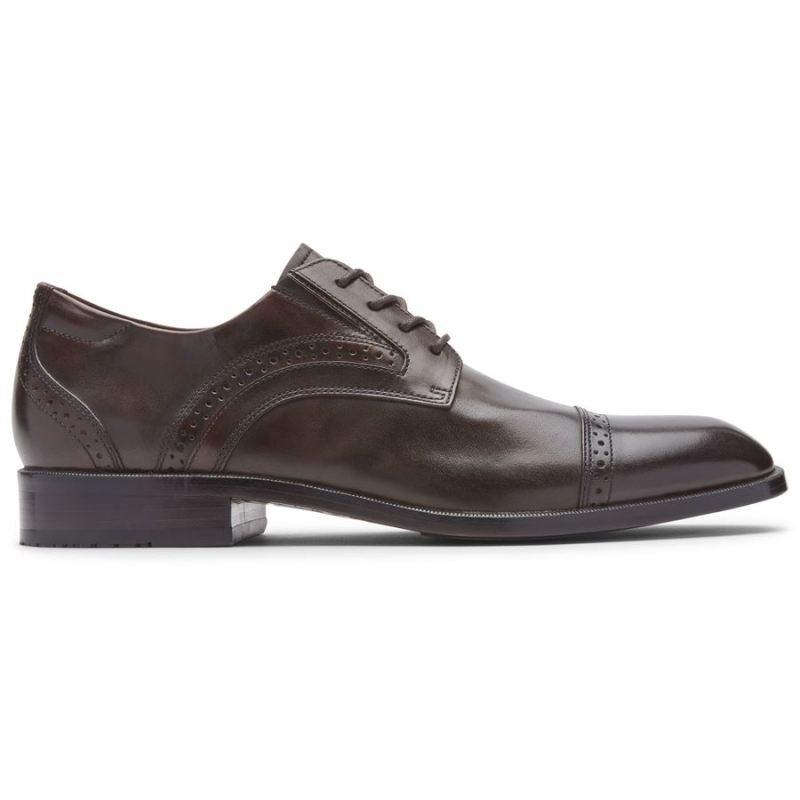 Bota masculina ROCKPORT TOTAL MOTION OFFICE bico fino Oxford - Marrom escuro