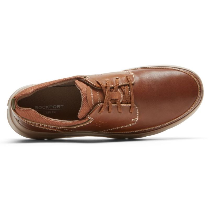 TÊNIS MASCULINO ROCKPORT TRUFLEX CAYDEN COM BICO PLANO - COURO MADEIRA