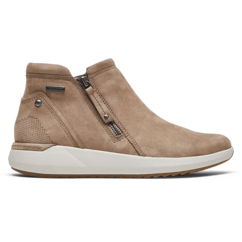 BOTAS COBB HILL SKYLAR ZIP FEMININAS ROCKPORT - À PROVA D'ÁGUA - TAUPE