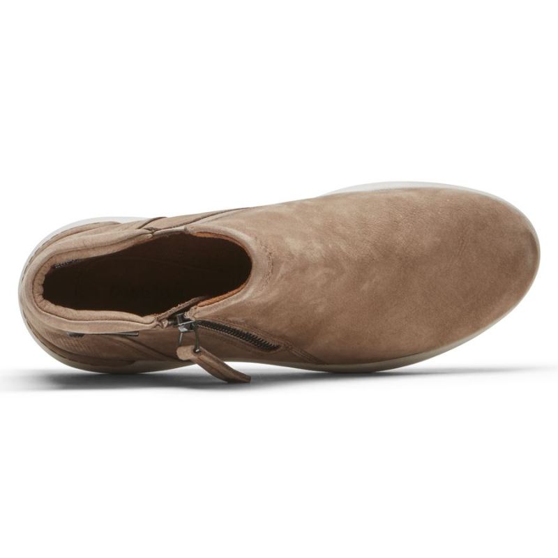 BOTAS COBB HILL SKYLAR ZIP FEMININAS ROCKPORT - À PROVA D'ÁGUA - TAUPE