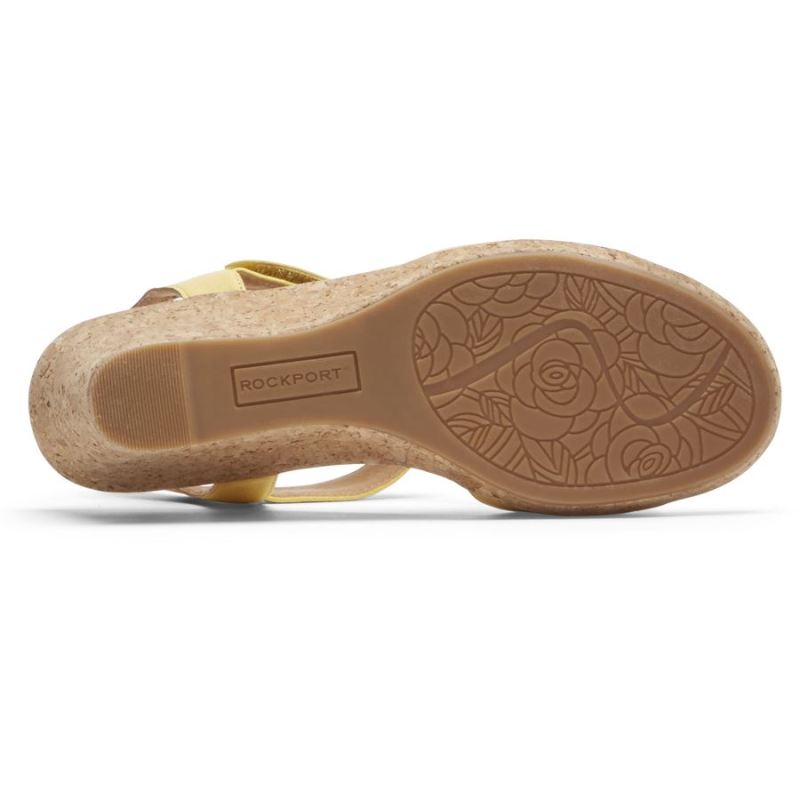SANDÁLIA ROCKPORT BLANCA COM TIRAS EM T FEMININA - AMARELA