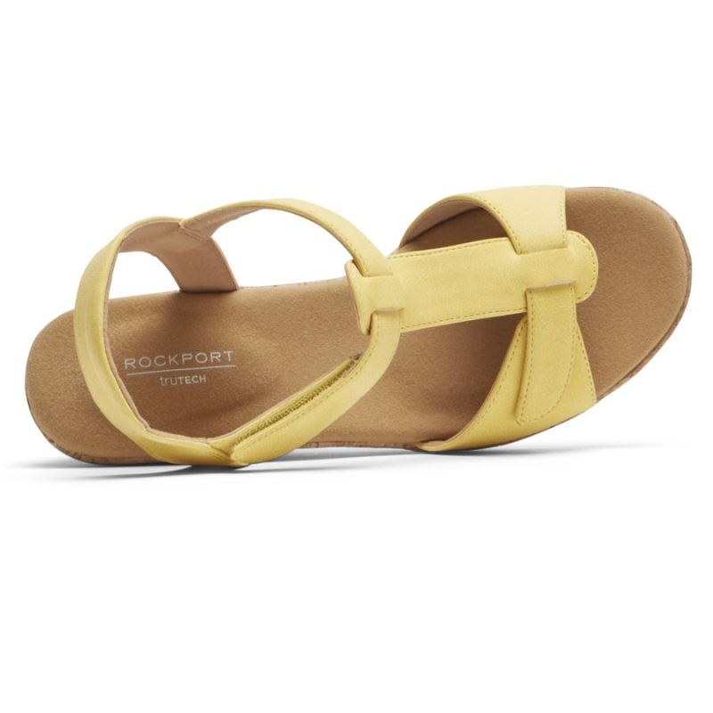 SANDÁLIA ROCKPORT BLANCA COM TIRAS EM T FEMININA - AMARELA