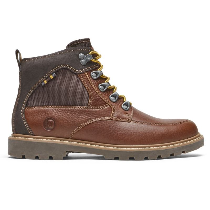 BOTA STRICKLAND CHUKKA MASCULINA ROCKPORT - À PROVA D'ÁGUA - COURO BRANCO/CAMURÇA CHOCOLATE