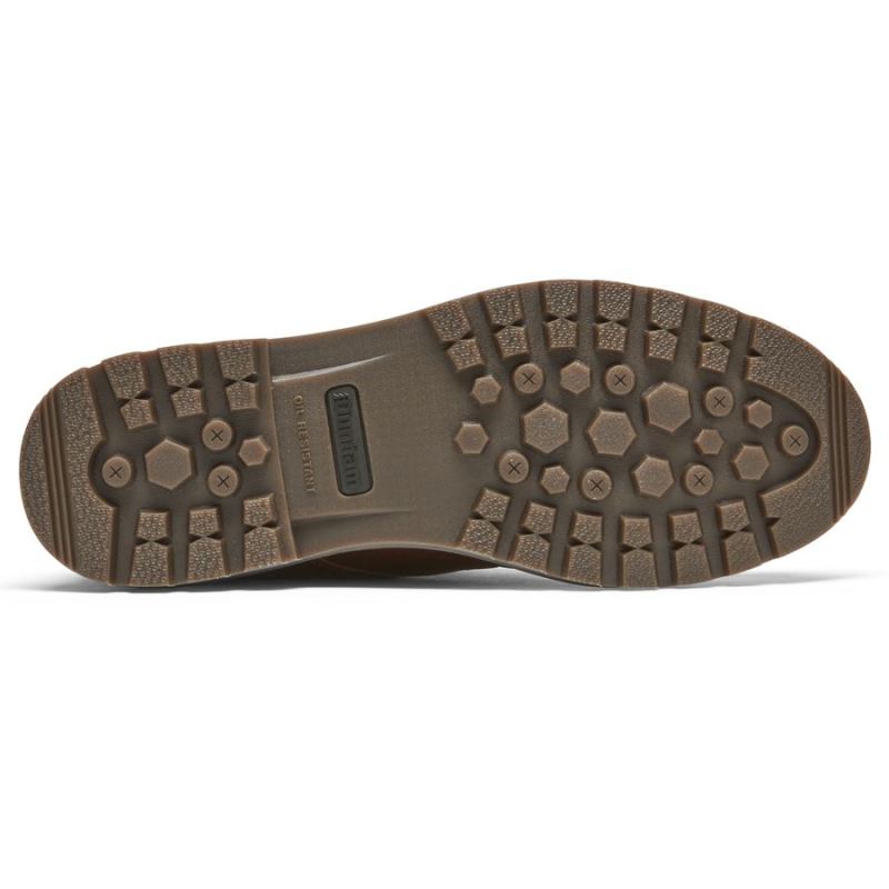 BOTA STRICKLAND CHUKKA MASCULINA ROCKPORT - À PROVA D'ÁGUA - COURO BRANCO/CAMURÇA CHOCOLATE