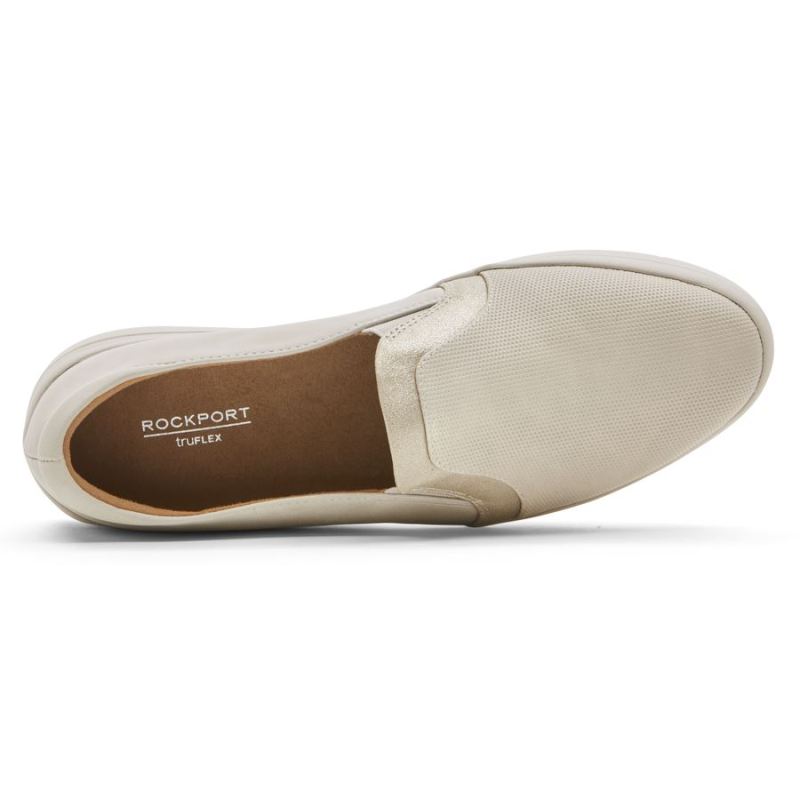 ROCKPORT TRUFLEX NAVYA SLIP-ON FEMININO - BAUNILHA/HÚMUS